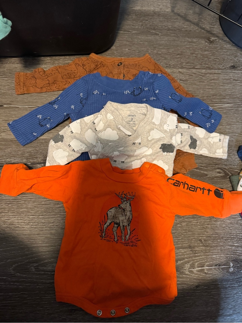 Carhartt Orange Deer Graphic Long-Sleeve Bodysuit for Kids (4 long sleeve)